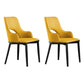 Wood Modern Arm Chair Open Back Upholstered Dining Side Chair Yellow 2 Piece Set Clearhalo 'Dining Chairs' 'Dining Tables & Seating' 'dining_chair' 'furn' 'furn_dining_chair' 'Furniture' 'furniture_dining_chair' 'Kitchen & Dining Furniture' 4819385