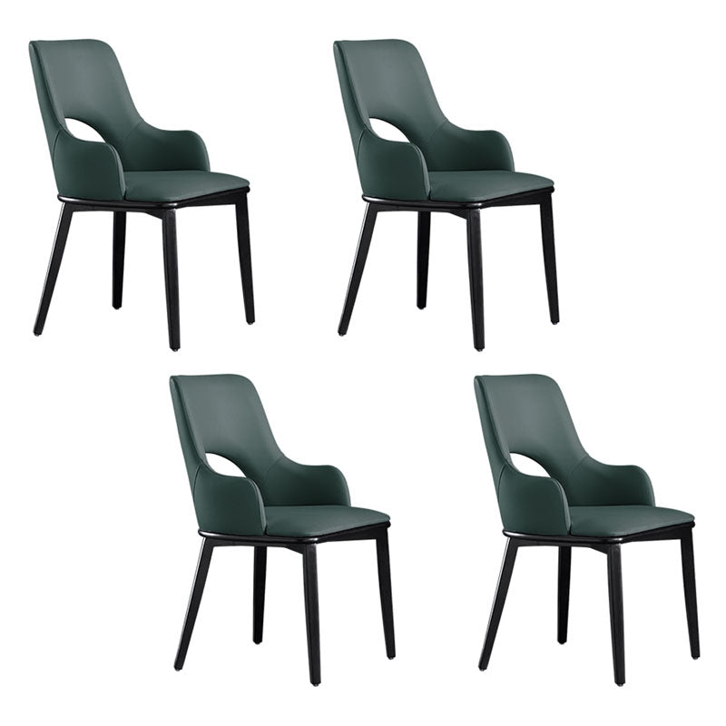 Wood Modern Arm Chair Open Back Upholstered Dining Side Chair Blue 4 Piece Set Clearhalo 'Dining Chairs' 'Dining Tables & Seating' 'dining_chair' 'furn' 'furn_dining_chair' 'Furniture' 'furniture_dining_chair' 'Kitchen & Dining Furniture' 4819391