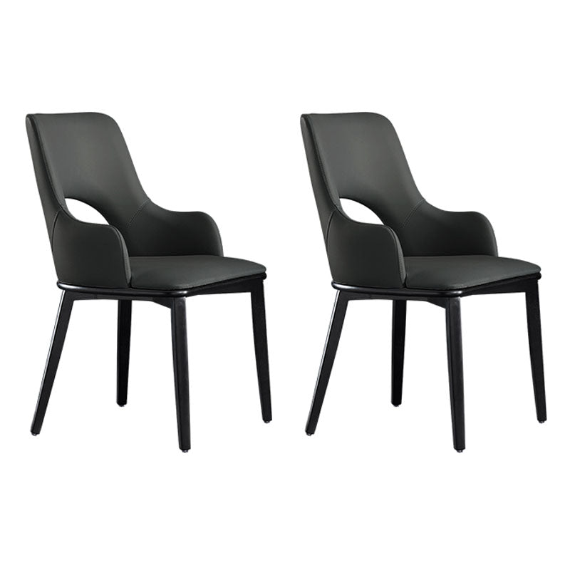 Wood Modern Arm Chair Open Back Upholstered Dining Side Chair Black 2 Piece Set Clearhalo 'Dining Chairs' 'Dining Tables & Seating' 'dining_chair' 'furn' 'furn_dining_chair' 'Furniture' 'furniture_dining_chair' 'Kitchen & Dining Furniture' 4819392