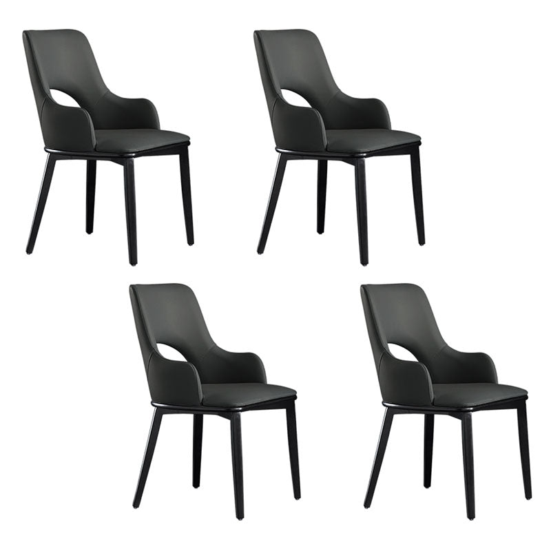 Wood Modern Arm Chair Open Back Upholstered Dining Side Chair Black 4 Piece Set Clearhalo 'Dining Chairs' 'Dining Tables & Seating' 'dining_chair' 'furn' 'furn_dining_chair' 'Furniture' 'furniture_dining_chair' 'Kitchen & Dining Furniture' 4819395