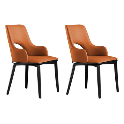 Wood Modern Arm Chair Open Back Upholstered Dining Side Chair Orange 2 Piece Set Clearhalo 'Dining Chairs' 'Dining Tables & Seating' 'dining_chair' 'furn' 'furn_dining_chair' 'Furniture' 'furniture_dining_chair' 'Kitchen & Dining Furniture' 4819396
