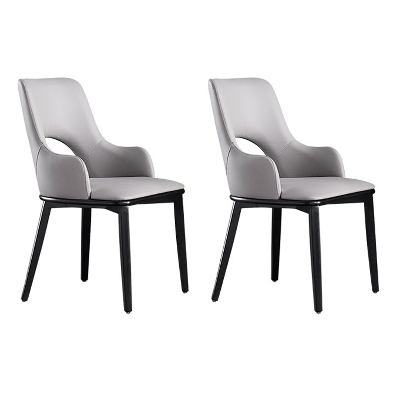 Wood Modern Arm Chair Open Back Upholstered Dining Side Chair Light Gray 2 Piece Set Clearhalo 'Dining Chairs' 'Dining Tables & Seating' 'dining_chair' 'furn' 'furn_dining_chair' 'Furniture' 'furniture_dining_chair' 'Kitchen & Dining Furniture' 4819401