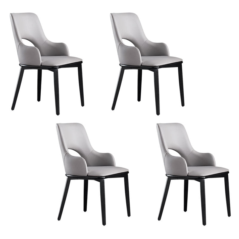 Wood Modern Arm Chair Open Back Upholstered Dining Side Chair Light Gray 4 Piece Set Clearhalo 'Dining Chairs' 'Dining Tables & Seating' 'dining_chair' 'furn' 'furn_dining_chair' 'Furniture' 'furniture_dining_chair' 'Kitchen & Dining Furniture' 4819402