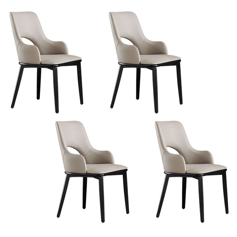 Wood Modern Arm Chair Open Back Upholstered Dining Side Chair Apricot 4 Piece Set Clearhalo 'Dining Chairs' 'Dining Tables & Seating' 'dining_chair' 'furn' 'furn_dining_chair' 'Furniture' 'furniture_dining_chair' 'Kitchen & Dining Furniture' 4819404