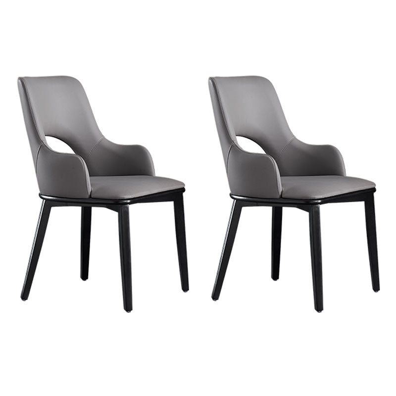 Wood Modern Arm Chair Open Back Upholstered Dining Side Chair Dark Gray 2 Piece Set Clearhalo 'Dining Chairs' 'Dining Tables & Seating' 'dining_chair' 'furn' 'furn_dining_chair' 'Furniture' 'furniture_dining_chair' 'Kitchen & Dining Furniture' 4819405