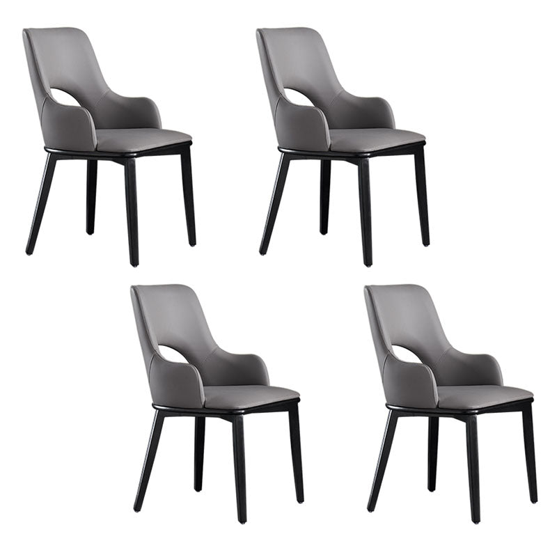 Wood Modern Arm Chair Open Back Upholstered Dining Side Chair Dark Gray 4 Piece Set Clearhalo 'Dining Chairs' 'Dining Tables & Seating' 'dining_chair' 'furn' 'furn_dining_chair' 'Furniture' 'furniture_dining_chair' 'Kitchen & Dining Furniture' 4819406