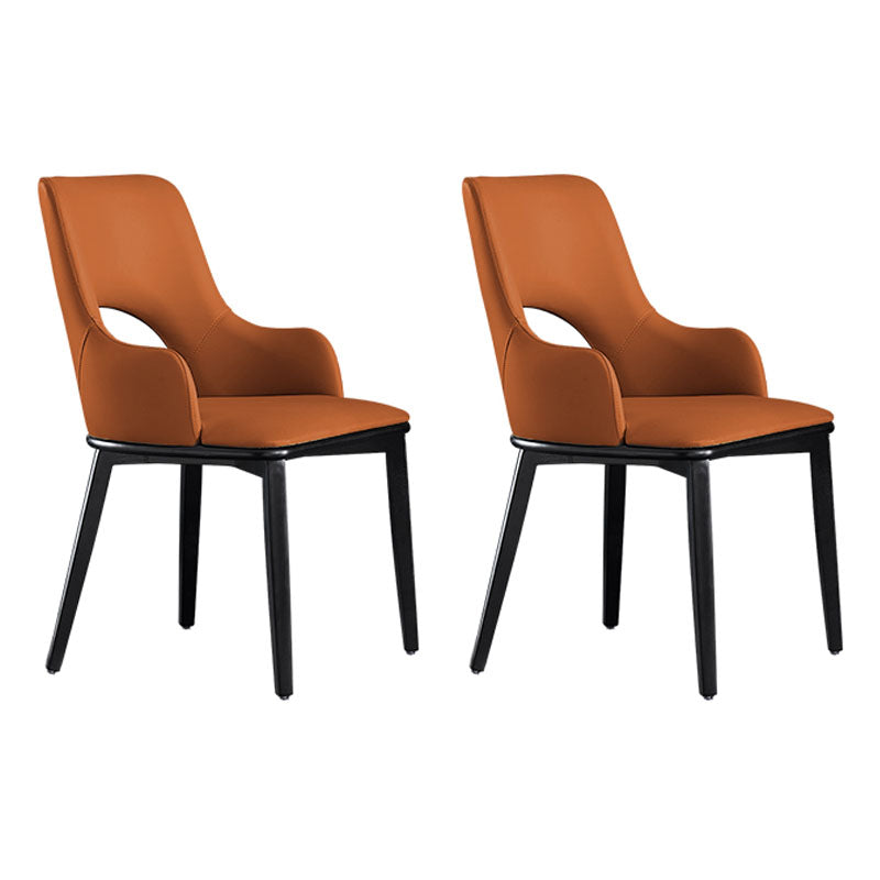 Wood Modern Arm Chair Open Back Upholstered Dining Side Chair Coffee 2 Piece Set Clearhalo 'Dining Chairs' 'Dining Tables & Seating' 'dining_chair' 'furn' 'furn_dining_chair' 'Furniture' 'furniture_dining_chair' 'Kitchen & Dining Furniture' 4819407
