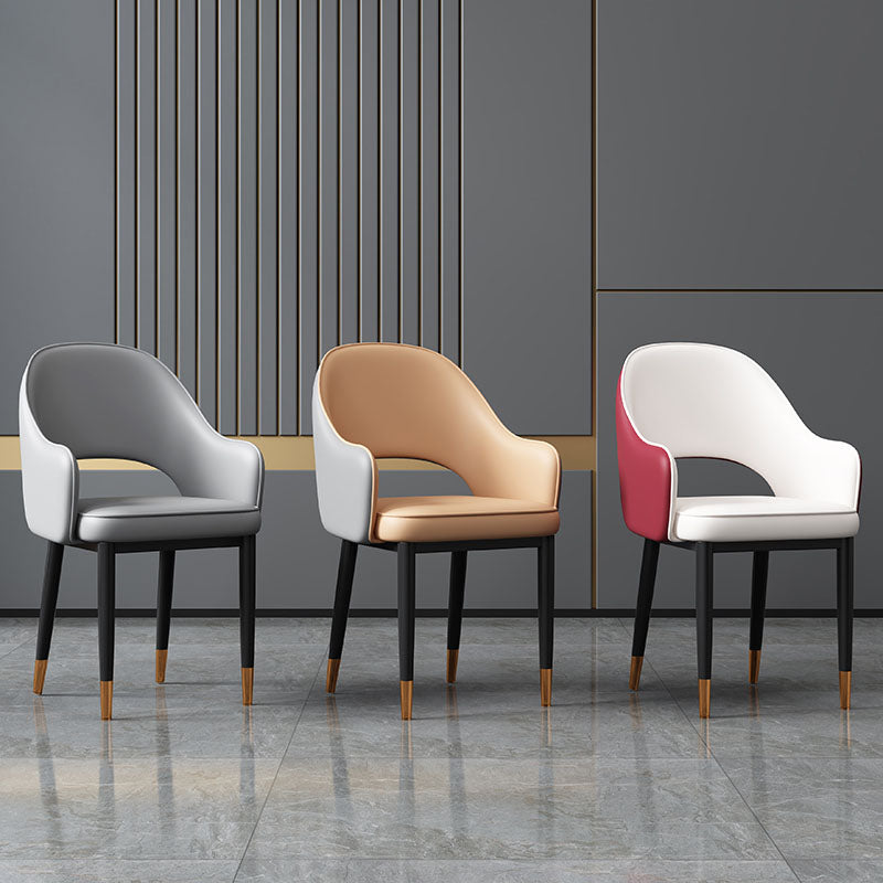 Glam Style Metal Arm Chair Open Back Upholstered Dining Side Chair Clearhalo 'Dining Chairs' 'Dining Tables & Seating' 'dining_chair' 'furn' 'furn_dining_chair' 'Furniture' 'furniture_dining_chair' 'Kitchen & Dining Furniture' 4819417