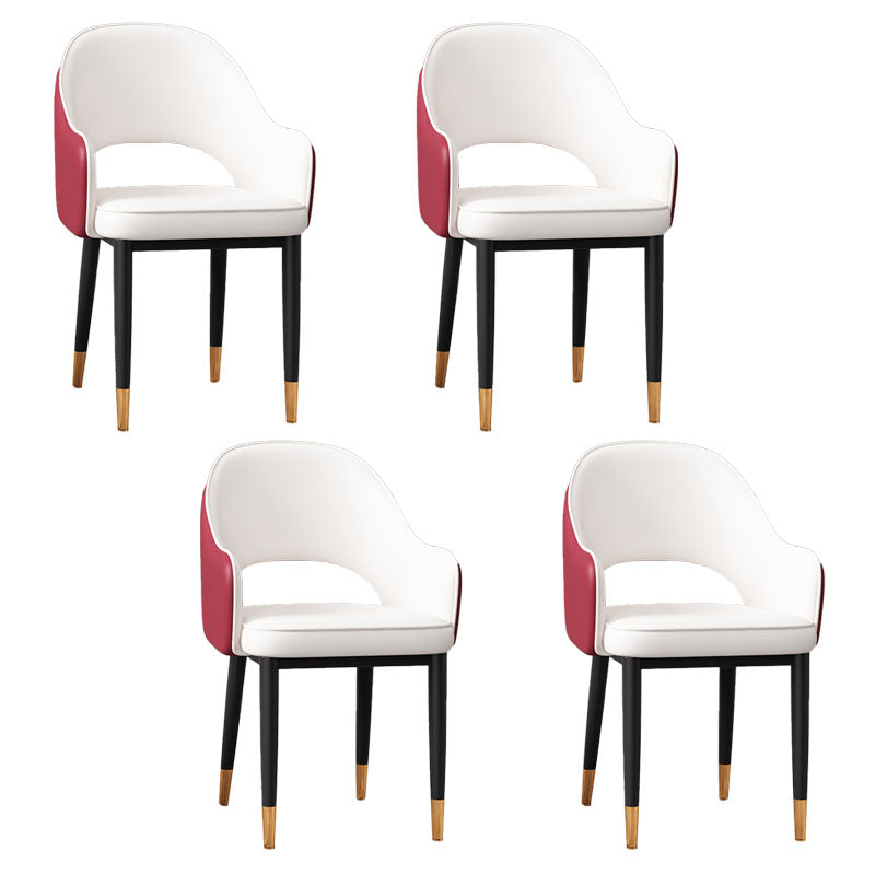Glam Style Metal Arm Chair Open Back Upholstered Dining Side Chair Red-White 4 Piece Set Black Gold Clearhalo 'Dining Chairs' 'Dining Tables & Seating' 'dining_chair' 'furn' 'furn_dining_chair' 'Furniture' 'furniture_dining_chair' 'Kitchen & Dining Furniture' 4819421