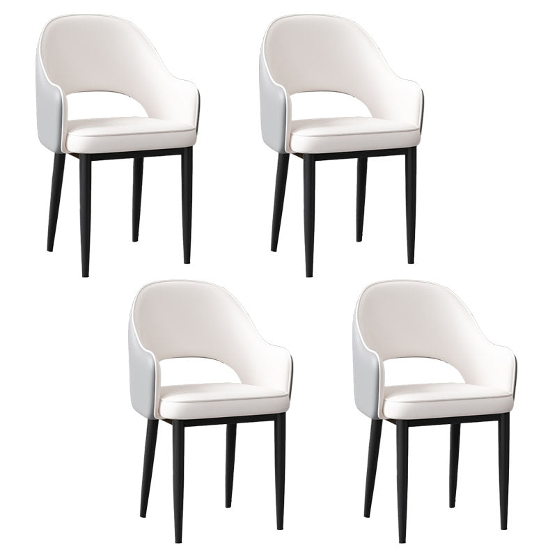 Glam Style Metal Arm Chair Open Back Upholstered Dining Side Chair White 4 Piece Set Black Clearhalo 'Dining Chairs' 'Dining Tables & Seating' 'dining_chair' 'furn' 'furn_dining_chair' 'Furniture' 'furniture_dining_chair' 'Kitchen & Dining Furniture' 4819430
