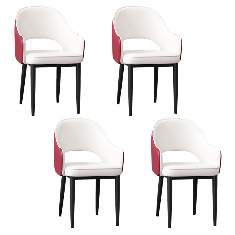 Glam Style Metal Arm Chair Open Back Upholstered Dining Side Chair Red-White 4 Piece Set Black Clearhalo 'Dining Chairs' 'Dining Tables & Seating' 'dining_chair' 'furn' 'furn_dining_chair' 'Furniture' 'furniture_dining_chair' 'Kitchen & Dining Furniture' 4819432