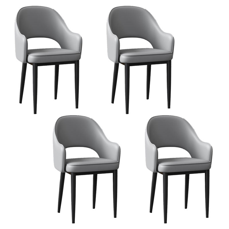Glam Style Metal Arm Chair Open Back Upholstered Dining Side Chair Light Gray 4 Piece Set Black Clearhalo 'Dining Chairs' 'Dining Tables & Seating' 'dining_chair' 'furn' 'furn_dining_chair' 'Furniture' 'furniture_dining_chair' 'Kitchen & Dining Furniture' 4819434