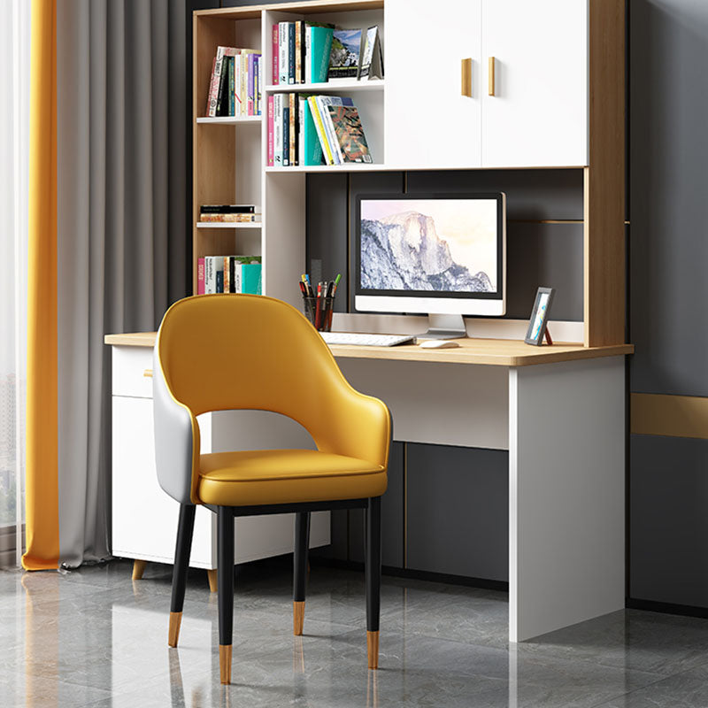 Glam Style Metal Arm Chair Open Back Upholstered Dining Side Chair Clearhalo 'Dining Chairs' 'Dining Tables & Seating' 'dining_chair' 'furn' 'furn_dining_chair' 'Furniture' 'furniture_dining_chair' 'Kitchen & Dining Furniture' 4819436