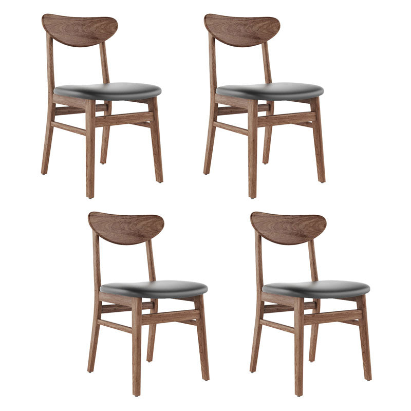 Contemporary Kitchen Solid Wood Side Chair Set Open Back Dining Side Chair Black 4 Piece Set Clearhalo 'Dining Chairs' 'Dining Tables & Seating' 'dining_chair' 'furn' 'furn_dining_chair' 'Furniture' 'furniture_dining_chair' 'Kitchen & Dining Furniture' 4819450