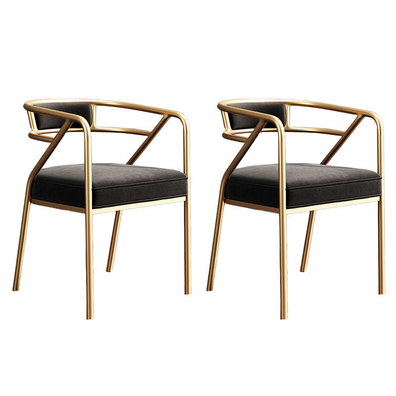 Glam Dining Chair Open Back Upholstered Dining Side Chair with Metal Legs Black 2 Piece Set Clearhalo 'Dining Chairs' 'Dining Tables & Seating' 'dining_chair' 'furn' 'furn_dining_chair' 'Furniture' 'furniture_dining_chair' 'Kitchen & Dining Furniture' 4819478