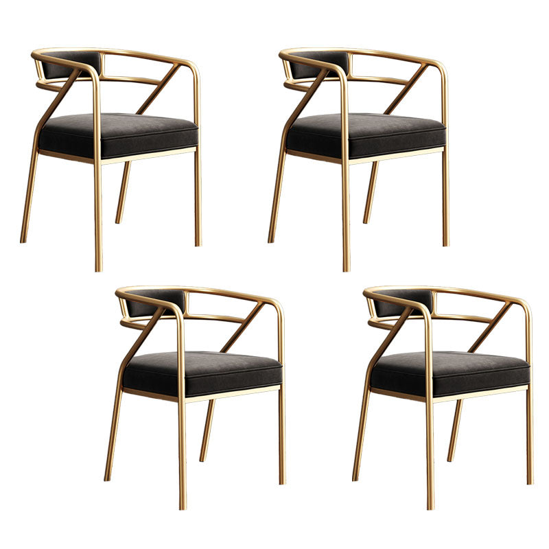 Glam Dining Chair Open Back Upholstered Dining Side Chair with Metal Legs Black 4 Piece Set Clearhalo 'Dining Chairs' 'Dining Tables & Seating' 'dining_chair' 'furn' 'furn_dining_chair' 'Furniture' 'furniture_dining_chair' 'Kitchen & Dining Furniture' 4819480