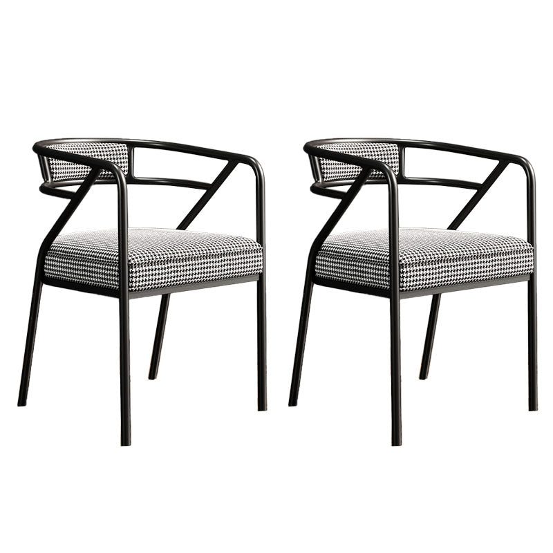 Glam Dining Chair Open Back Upholstered Dining Side Chair with Metal Legs Black White 2 Piece Set Clearhalo 'Dining Chairs' 'Dining Tables & Seating' 'dining_chair' 'furn' 'furn_dining_chair' 'Furniture' 'furniture_dining_chair' 'Kitchen & Dining Furniture' 4819484