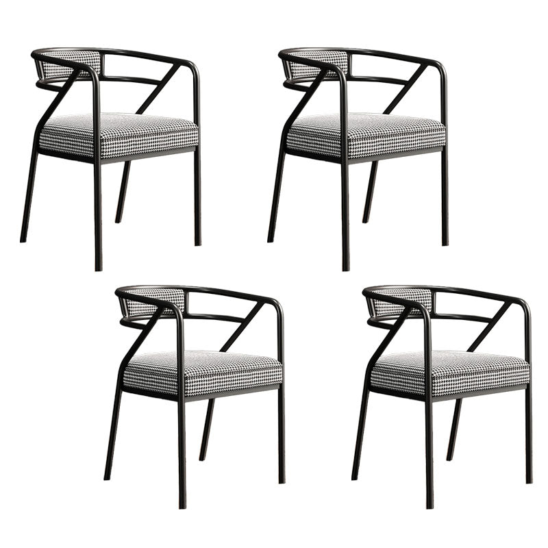 Glam Dining Chair Open Back Upholstered Dining Side Chair with Metal Legs Black White 4 Piece Set Clearhalo 'Dining Chairs' 'Dining Tables & Seating' 'dining_chair' 'furn' 'furn_dining_chair' 'Furniture' 'furniture_dining_chair' 'Kitchen & Dining Furniture' 4819486
