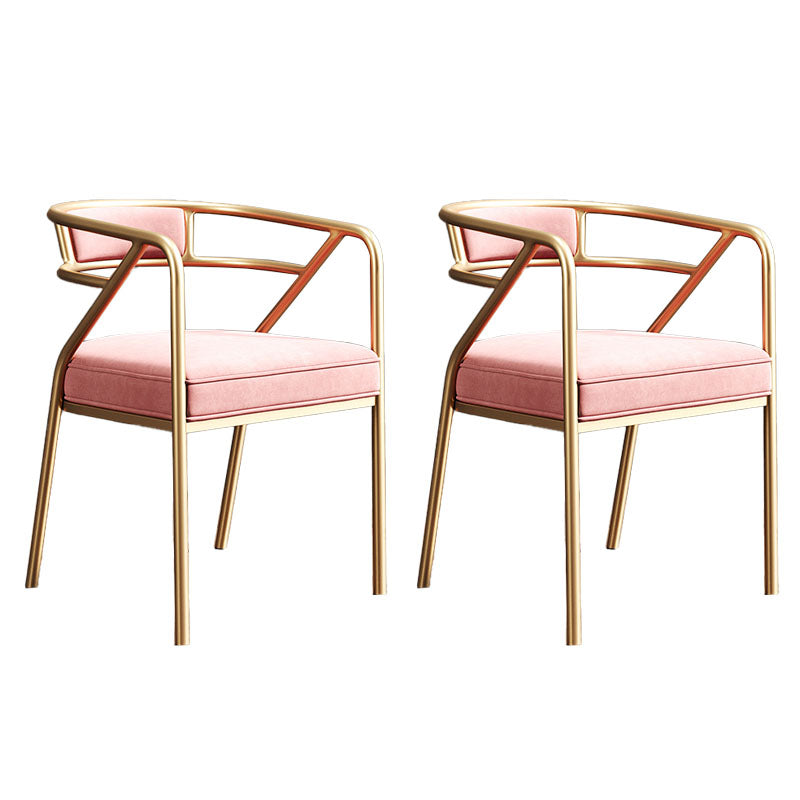 Glam Dining Chair Open Back Upholstered Dining Side Chair with Metal Legs Pink 2 Piece Set Clearhalo 'Dining Chairs' 'Dining Tables & Seating' 'dining_chair' 'furn' 'furn_dining_chair' 'Furniture' 'furniture_dining_chair' 'Kitchen & Dining Furniture' 4819489
