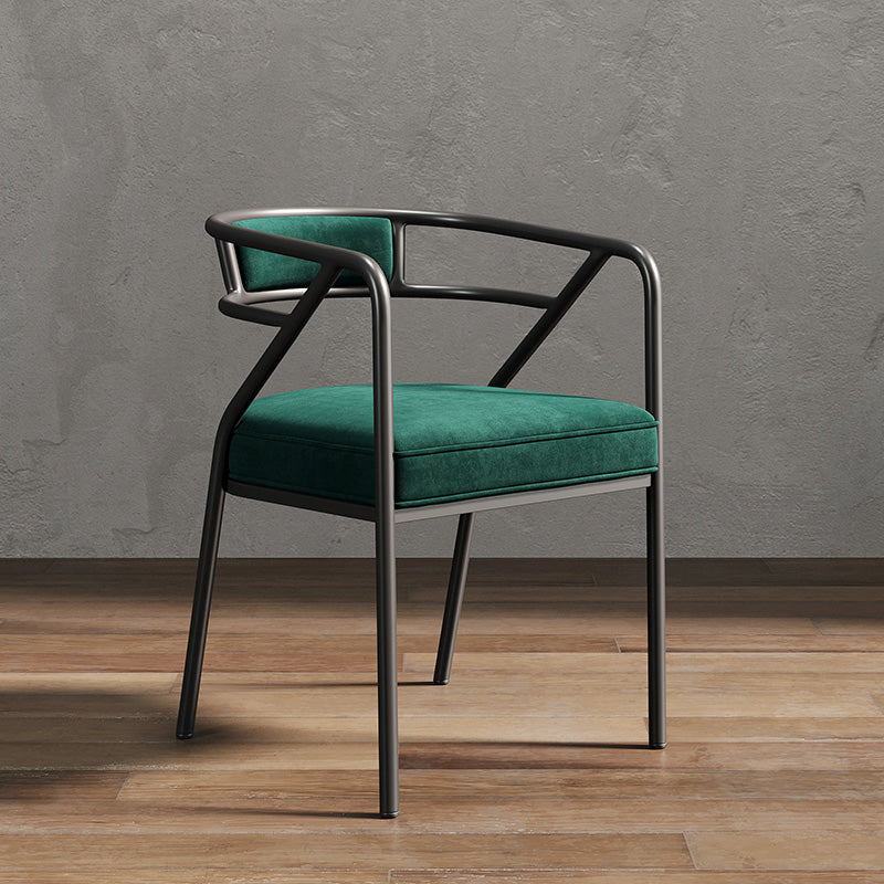 Glam Dining Chair Open Back Upholstered Dining Side Chair with Metal Legs Green 1 Piece Clearhalo 'Dining Chairs' 'Dining Tables & Seating' 'dining_chair' 'furn' 'furn_dining_chair' 'Furniture' 'furniture_dining_chair' 'Kitchen & Dining Furniture' 4819491
