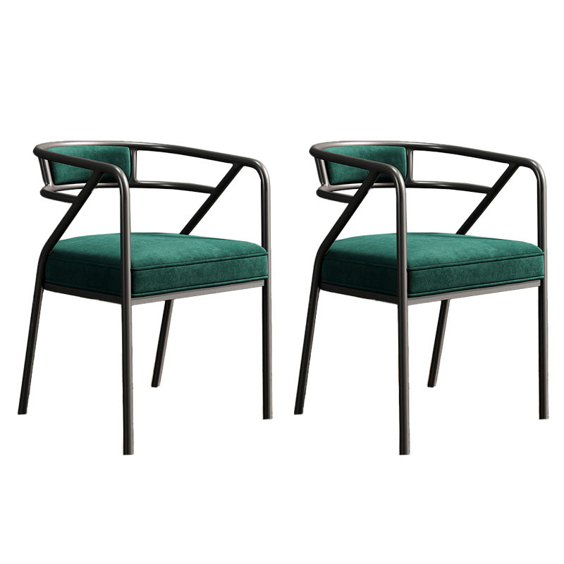 Glam Dining Chair Open Back Upholstered Dining Side Chair with Metal Legs Green 2 Piece Set Clearhalo 'Dining Chairs' 'Dining Tables & Seating' 'dining_chair' 'furn' 'furn_dining_chair' 'Furniture' 'furniture_dining_chair' 'Kitchen & Dining Furniture' 4819492