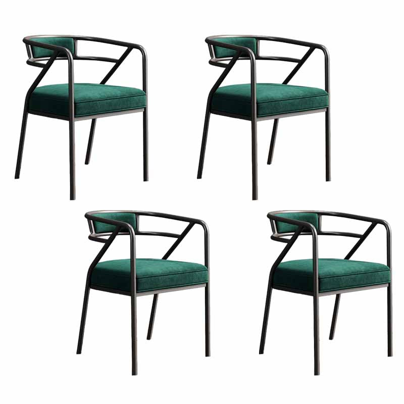 Glam Dining Chair Open Back Upholstered Dining Side Chair with Metal Legs Green 4 Piece Set Clearhalo 'Dining Chairs' 'Dining Tables & Seating' 'dining_chair' 'furn' 'furn_dining_chair' 'Furniture' 'furniture_dining_chair' 'Kitchen & Dining Furniture' 4819493