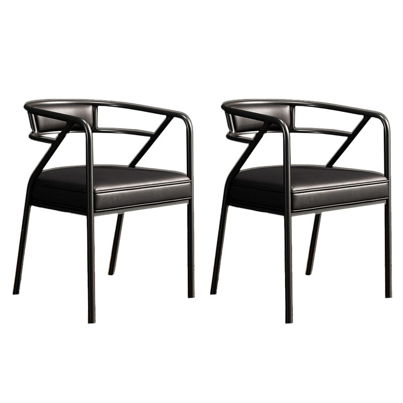 Glam Dining Chair Open Back Upholstered Dining Side Chair with Metal Legs Gloss Black 2 Piece Set Clearhalo 'Dining Chairs' 'Dining Tables & Seating' 'dining_chair' 'furn' 'furn_dining_chair' 'Furniture' 'furniture_dining_chair' 'Kitchen & Dining Furniture' 4819495