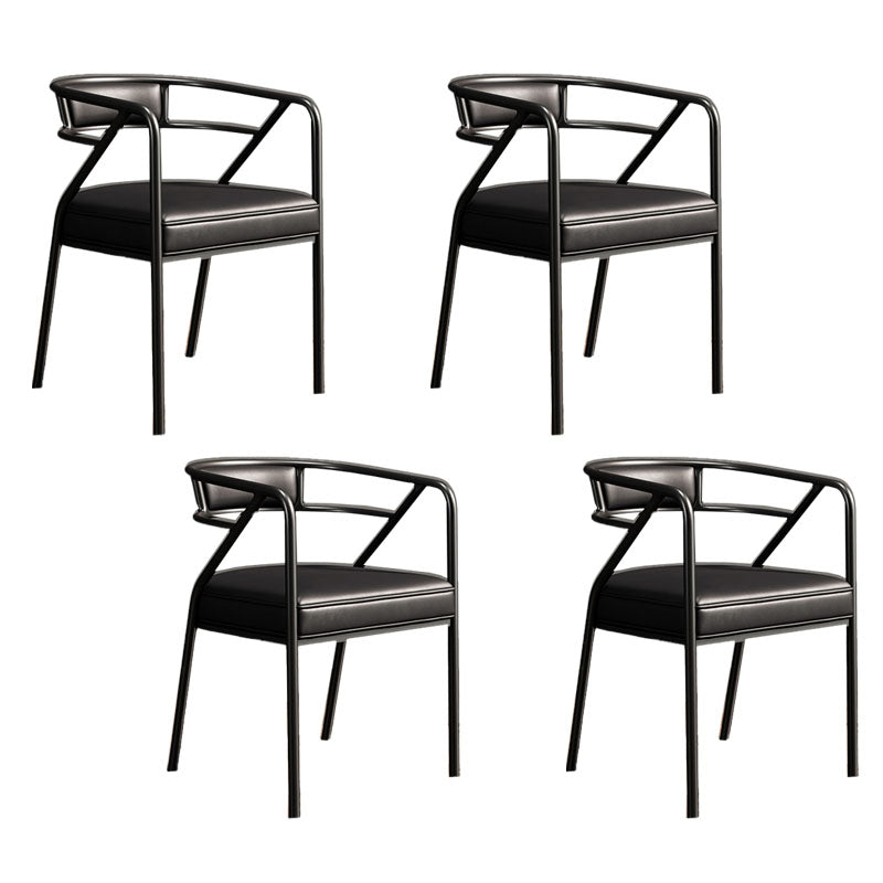 Glam Dining Chair Open Back Upholstered Dining Side Chair with Metal Legs Gloss Black 4 Piece Set Clearhalo 'Dining Chairs' 'Dining Tables & Seating' 'dining_chair' 'furn' 'furn_dining_chair' 'Furniture' 'furniture_dining_chair' 'Kitchen & Dining Furniture' 4819496
