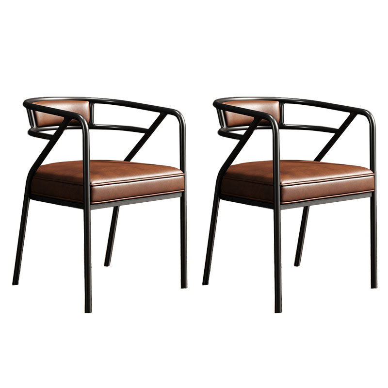 Glam Dining Chair Open Back Upholstered Dining Side Chair with Metal Legs Brown-Black 2 Piece Set Clearhalo 'Dining Chairs' 'Dining Tables & Seating' 'dining_chair' 'furn' 'furn_dining_chair' 'Furniture' 'furniture_dining_chair' 'Kitchen & Dining Furniture' 4819498