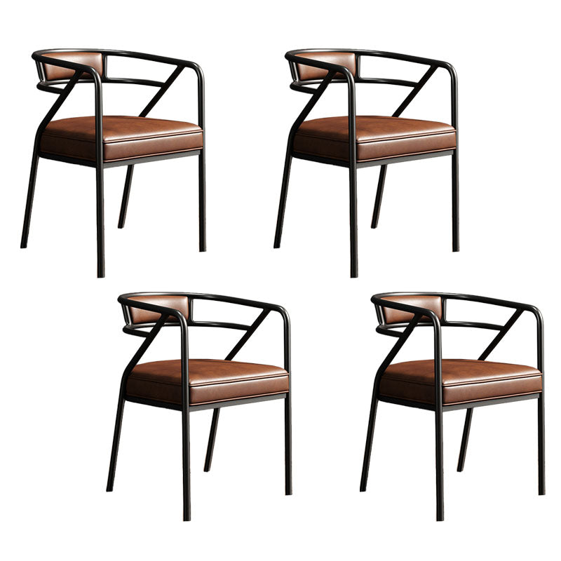 Glam Dining Chair Open Back Upholstered Dining Side Chair with Metal Legs Brown-Black 4 Piece Set Clearhalo 'Dining Chairs' 'Dining Tables & Seating' 'dining_chair' 'furn' 'furn_dining_chair' 'Furniture' 'furniture_dining_chair' 'Kitchen & Dining Furniture' 4819499