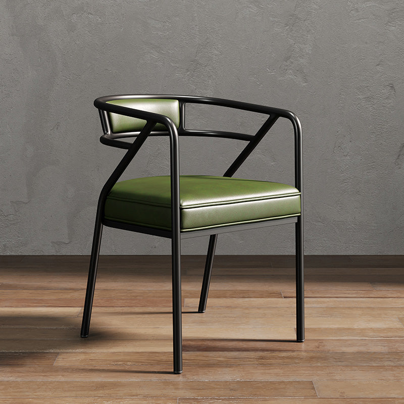 Glam Dining Chair Open Back Upholstered Dining Side Chair with Metal Legs Green-Black 1 Piece Clearhalo 'Dining Chairs' 'Dining Tables & Seating' 'dining_chair' 'furn' 'furn_dining_chair' 'Furniture' 'furniture_dining_chair' 'Kitchen & Dining Furniture' 4819500