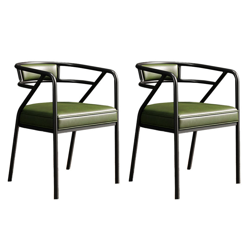 Glam Dining Chair Open Back Upholstered Dining Side Chair with Metal Legs Green-Black 2 Piece Set Clearhalo 'Dining Chairs' 'Dining Tables & Seating' 'dining_chair' 'furn' 'furn_dining_chair' 'Furniture' 'furniture_dining_chair' 'Kitchen & Dining Furniture' 4819501