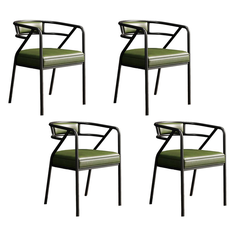 Glam Dining Chair Open Back Upholstered Dining Side Chair with Metal Legs Green-Black 4 Piece Set Clearhalo 'Dining Chairs' 'Dining Tables & Seating' 'dining_chair' 'furn' 'furn_dining_chair' 'Furniture' 'furniture_dining_chair' 'Kitchen & Dining Furniture' 4819502
