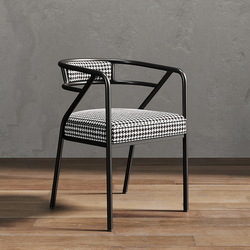 Glam Dining Chair Open Back Upholstered Dining Side Chair with Metal Legs White-Black 1 Piece Clearhalo 'Dining Chairs' 'Dining Tables & Seating' 'dining_chair' 'furn' 'furn_dining_chair' 'Furniture' 'furniture_dining_chair' 'Kitchen & Dining Furniture' 4819503