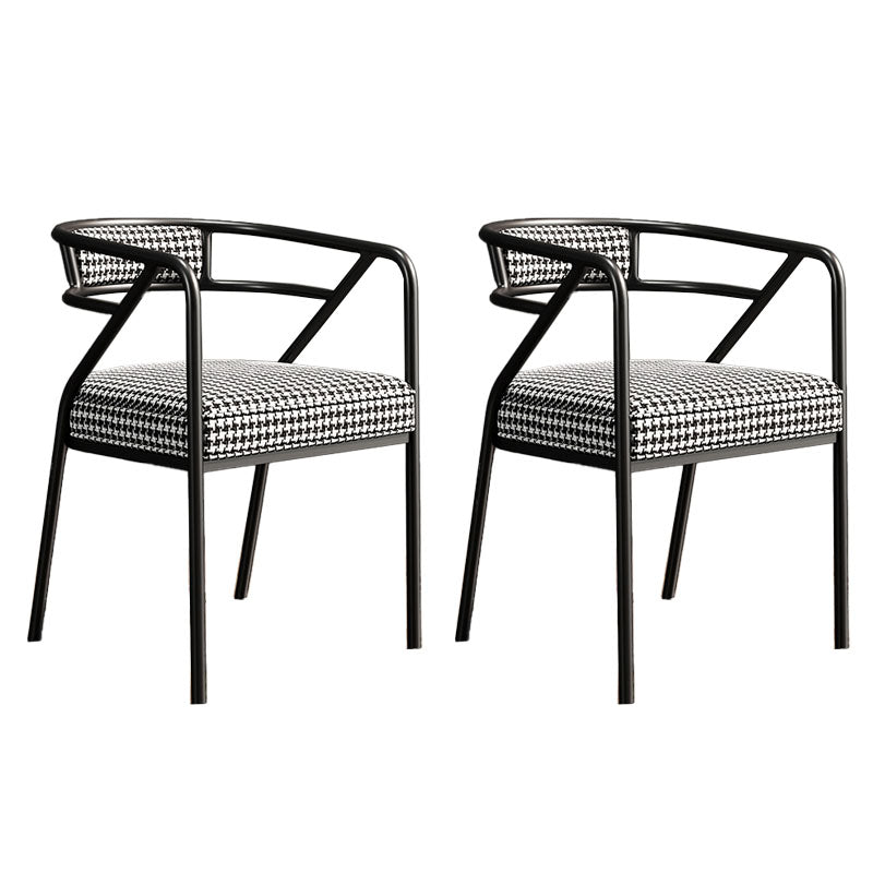 Glam Dining Chair Open Back Upholstered Dining Side Chair with Metal Legs White-Black 2 Piece Set Clearhalo 'Dining Chairs' 'Dining Tables & Seating' 'dining_chair' 'furn' 'furn_dining_chair' 'Furniture' 'furniture_dining_chair' 'Kitchen & Dining Furniture' 4819504