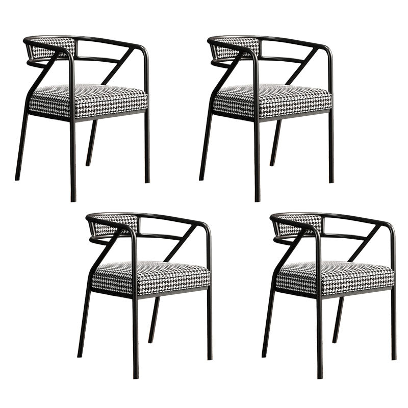 Glam Dining Chair Open Back Upholstered Dining Side Chair with Metal Legs White-Black 4 Piece Set Clearhalo 'Dining Chairs' 'Dining Tables & Seating' 'dining_chair' 'furn' 'furn_dining_chair' 'Furniture' 'furniture_dining_chair' 'Kitchen & Dining Furniture' 4819505
