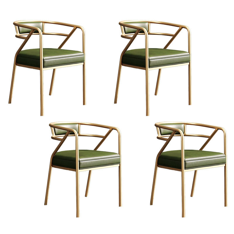 Glam Dining Chair Open Back Upholstered Dining Side Chair with Metal Legs Green Gold 4 Piece Set Clearhalo 'Dining Chairs' 'Dining Tables & Seating' 'dining_chair' 'furn' 'furn_dining_chair' 'Furniture' 'furniture_dining_chair' 'Kitchen & Dining Furniture' 4819508