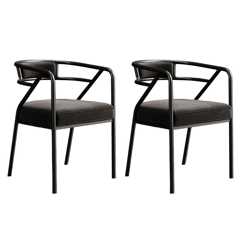 Glam Dining Chair Open Back Upholstered Dining Side Chair with Metal Legs Matte Black 2 Piece Set Clearhalo 'Dining Chairs' 'Dining Tables & Seating' 'dining_chair' 'furn' 'furn_dining_chair' 'Furniture' 'furniture_dining_chair' 'Kitchen & Dining Furniture' 4819510