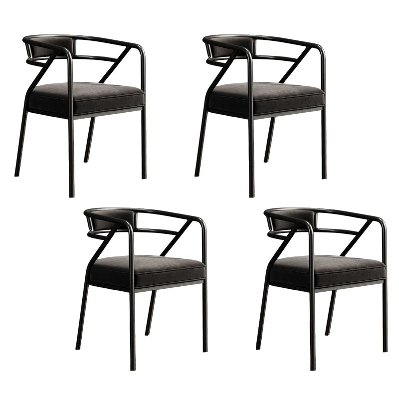 Glam Dining Chair Open Back Upholstered Dining Side Chair with Metal Legs Matte Black 4 Piece Set Clearhalo 'Dining Chairs' 'Dining Tables & Seating' 'dining_chair' 'furn' 'furn_dining_chair' 'Furniture' 'furniture_dining_chair' 'Kitchen & Dining Furniture' 4819511