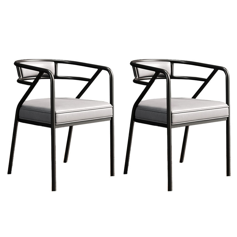 Glam Dining Chair Open Back Upholstered Dining Side Chair with Metal Legs Gray-White 2 Piece Set Clearhalo 'Dining Chairs' 'Dining Tables & Seating' 'dining_chair' 'furn' 'furn_dining_chair' 'Furniture' 'furniture_dining_chair' 'Kitchen & Dining Furniture' 4819513