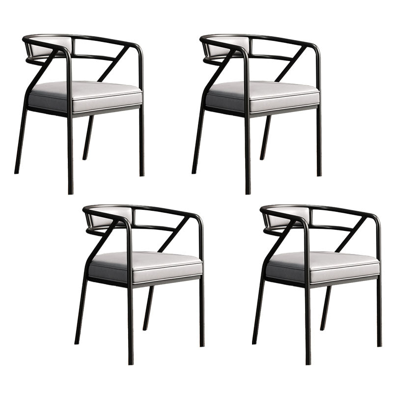 Glam Dining Chair Open Back Upholstered Dining Side Chair with Metal Legs Gray-White 4 Piece Set Clearhalo 'Dining Chairs' 'Dining Tables & Seating' 'dining_chair' 'furn' 'furn_dining_chair' 'Furniture' 'furniture_dining_chair' 'Kitchen & Dining Furniture' 4819514