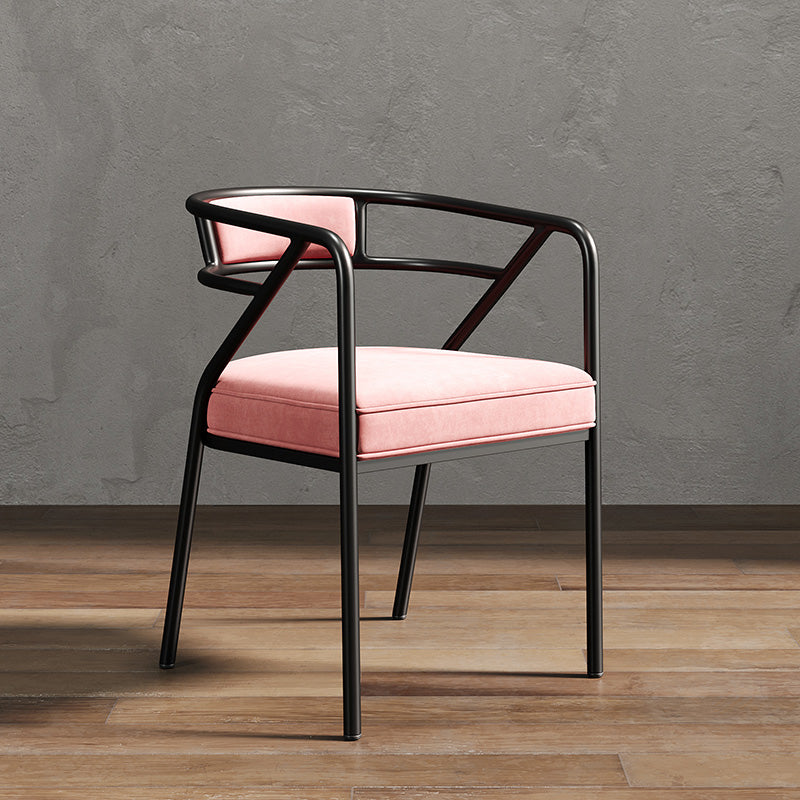 Glam Dining Chair Open Back Upholstered Dining Side Chair with Metal Legs Pink Black 1 Piece Clearhalo 'Dining Chairs' 'Dining Tables & Seating' 'dining_chair' 'furn' 'furn_dining_chair' 'Furniture' 'furniture_dining_chair' 'Kitchen & Dining Furniture' 4819515