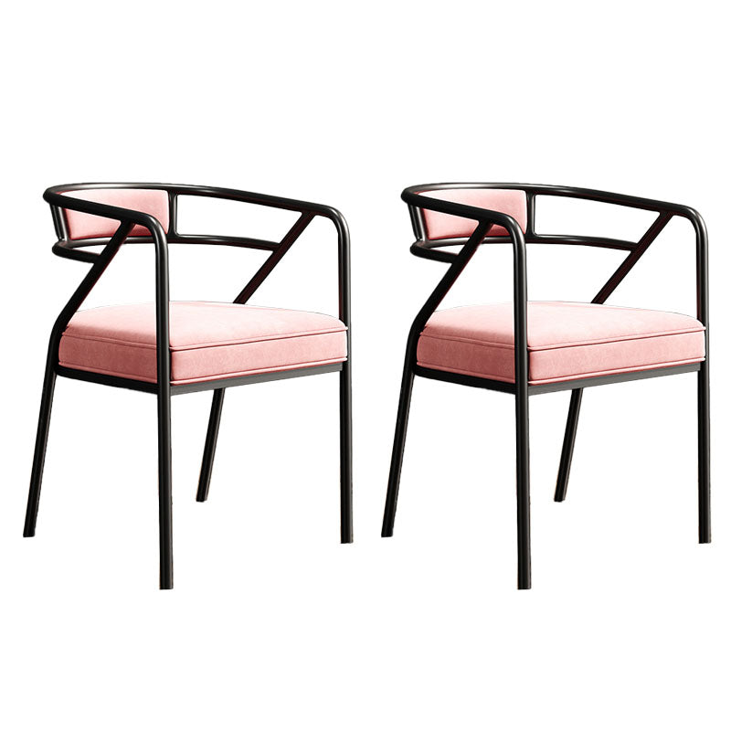 Glam Dining Chair Open Back Upholstered Dining Side Chair with Metal Legs Pink Black 2 Piece Set Clearhalo 'Dining Chairs' 'Dining Tables & Seating' 'dining_chair' 'furn' 'furn_dining_chair' 'Furniture' 'furniture_dining_chair' 'Kitchen & Dining Furniture' 4819516