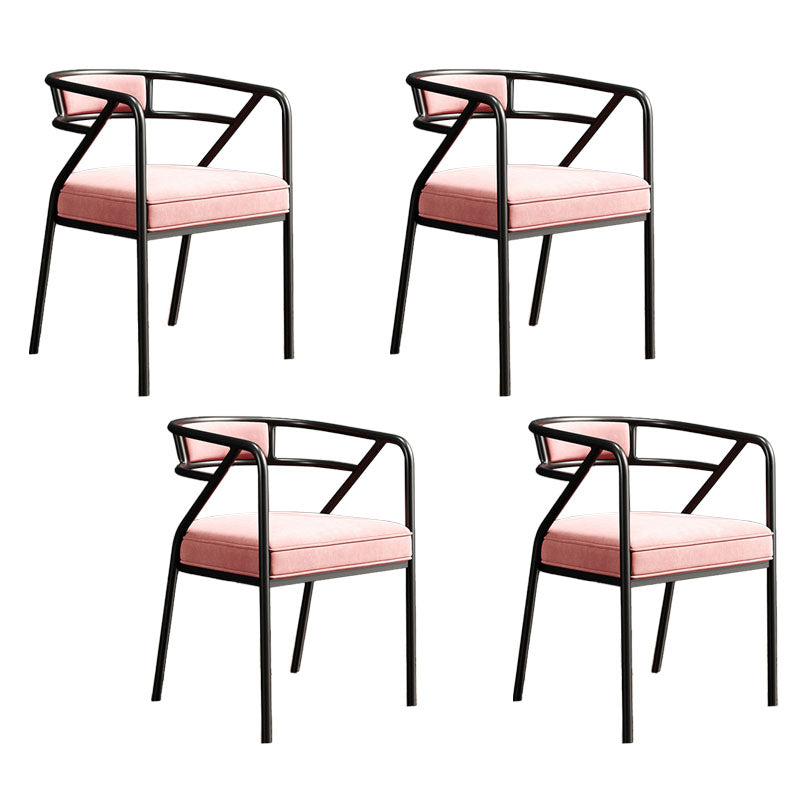 Glam Dining Chair Open Back Upholstered Dining Side Chair with Metal Legs Pink Black 4 Piece Set Clearhalo 'Dining Chairs' 'Dining Tables & Seating' 'dining_chair' 'furn' 'furn_dining_chair' 'Furniture' 'furniture_dining_chair' 'Kitchen & Dining Furniture' 4819517