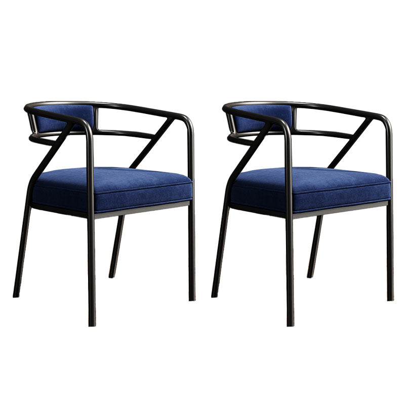 Glam Dining Chair Open Back Upholstered Dining Side Chair with Metal Legs Blue 2 Piece Set Clearhalo 'Dining Chairs' 'Dining Tables & Seating' 'dining_chair' 'furn' 'furn_dining_chair' 'Furniture' 'furniture_dining_chair' 'Kitchen & Dining Furniture' 4819519