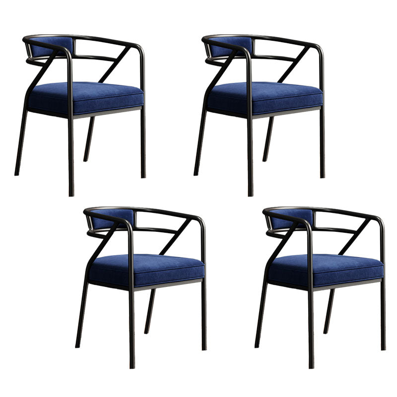 Glam Dining Chair Open Back Upholstered Dining Side Chair with Metal Legs Blue 4 Piece Set Clearhalo 'Dining Chairs' 'Dining Tables & Seating' 'dining_chair' 'furn' 'furn_dining_chair' 'Furniture' 'furniture_dining_chair' 'Kitchen & Dining Furniture' 4819520
