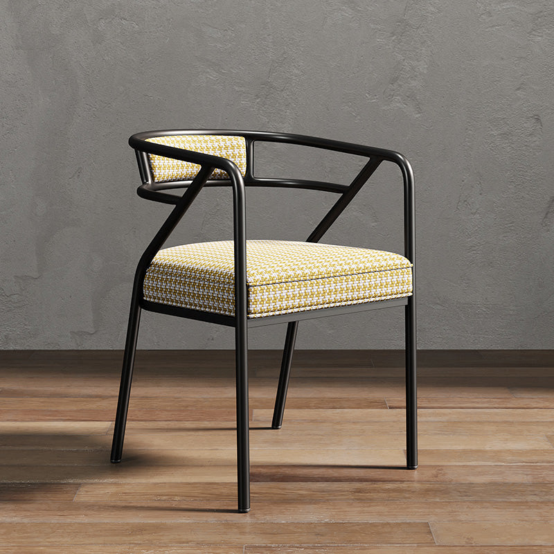 Glam Dining Chair Open Back Upholstered Dining Side Chair with Metal Legs Yellow White 1 Piece Clearhalo 'Dining Chairs' 'Dining Tables & Seating' 'dining_chair' 'furn' 'furn_dining_chair' 'Furniture' 'furniture_dining_chair' 'Kitchen & Dining Furniture' 4819521