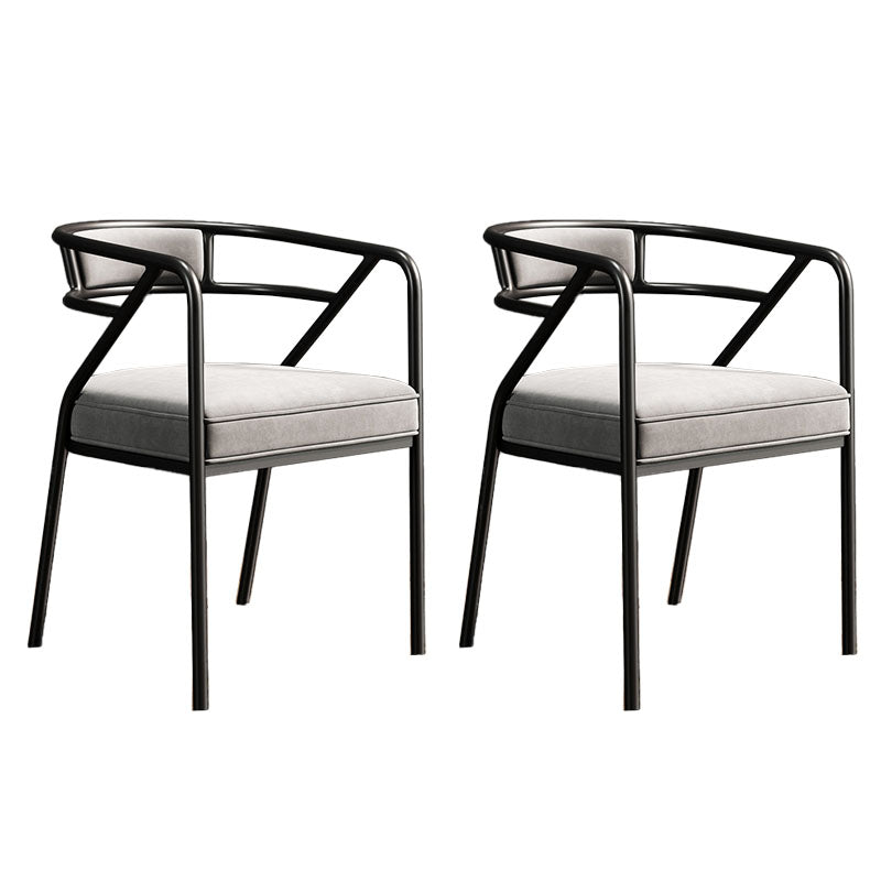 Glam Dining Chair Open Back Upholstered Dining Side Chair with Metal Legs Light Gray-Black 2 Piece Set Clearhalo 'Dining Chairs' 'Dining Tables & Seating' 'dining_chair' 'furn' 'furn_dining_chair' 'Furniture' 'furniture_dining_chair' 'Kitchen & Dining Furniture' 4819525