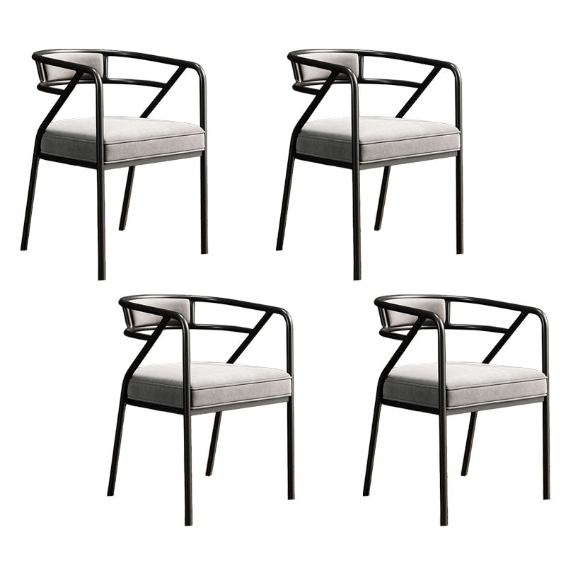 Glam Dining Chair Open Back Upholstered Dining Side Chair with Metal Legs Light Gray-Black 4 Piece Set Clearhalo 'Dining Chairs' 'Dining Tables & Seating' 'dining_chair' 'furn' 'furn_dining_chair' 'Furniture' 'furniture_dining_chair' 'Kitchen & Dining Furniture' 4819526