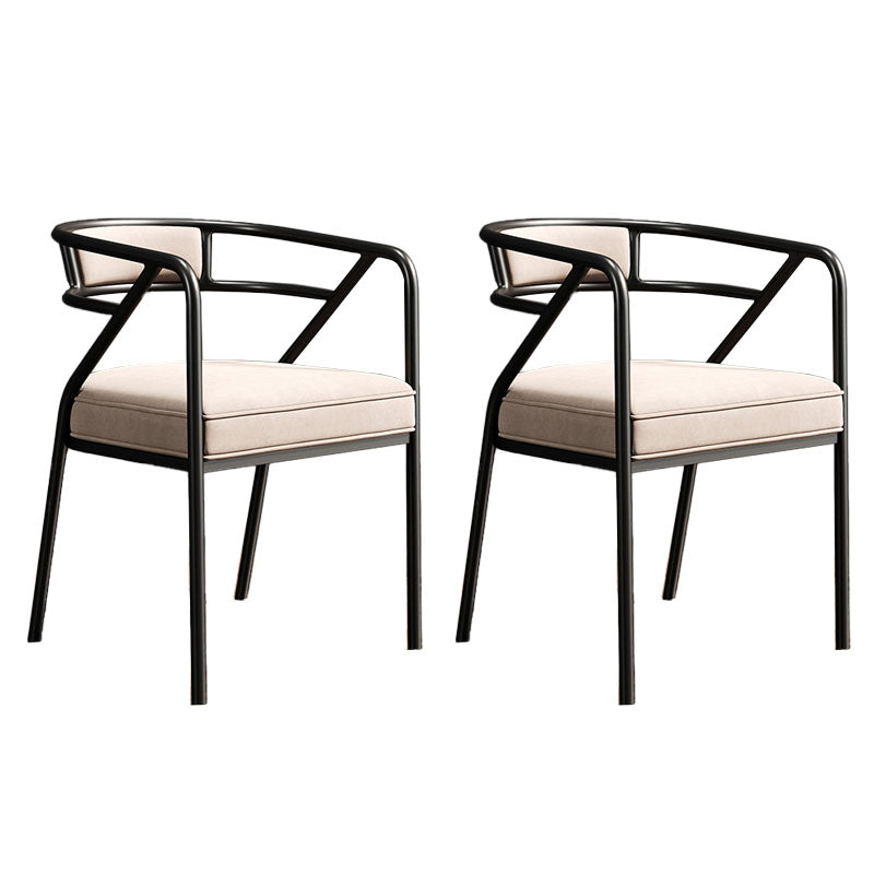 Glam Dining Chair Open Back Upholstered Dining Side Chair with Metal Legs Beige 2 Piece Set Clearhalo 'Dining Chairs' 'Dining Tables & Seating' 'dining_chair' 'furn' 'furn_dining_chair' 'Furniture' 'furniture_dining_chair' 'Kitchen & Dining Furniture' 4819531